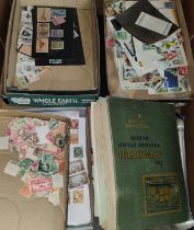 Two small albums of stamps, a quantity of unsorted stamps on trays
