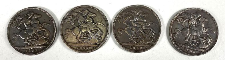 GB: 4 QV crowns, 1889, 1890, 1896, 1899