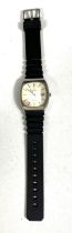A vintage OMEGA Deville quartz wristwatch squared dial on rubber strap