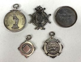 PICKWICK BICYCLE CLUB, silver medal, awarded 1928, a shooting medal and 3 silver fobs, 50gm