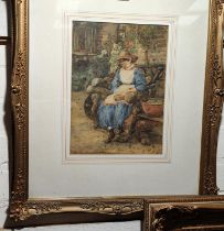 Lillie Trotman, 1881-1893 (active) watercolour of a woman sitting in garden, signed 29 x 21cm