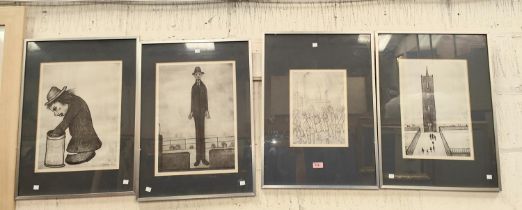 After Laurence Stephen Lowry:- Four limited edition unsigned prints, framed and glazed, monochrome