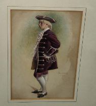 John Snowden, a late 19th watercolour of an 18th century full length portrait  of a gentleman in