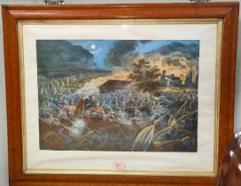 The Heroic Defence of Rorke's Drift, Victorian chromolithograph in birds eye maple frame, 48 x 60cm