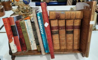 A selection of leather bound and other various books including Mrs Beaton, Catcher in Rye Little