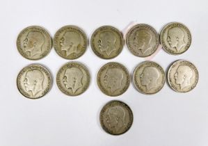 11 George V half crowns all 1920-23