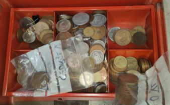 A selection of British and World coins copper, nickel etc
