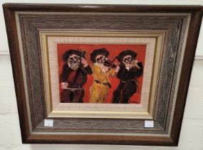 Yitzhak Frenkel-Frenel (1899-1981):  The Kletzmen", 3 elderly Jewish gentlemen playing musical