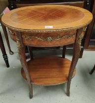 A French Louis Phillipe style ormolu mounted side table fitted single drawer, 54cm wide, 69cm high