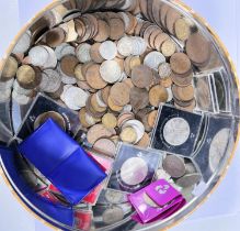 A selection of 20th century British coins shillings etc