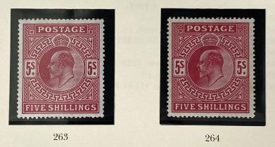 GB: EVII - SG 263, 264 5s carmine, M/M