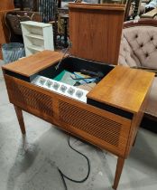 A 1970's Ferguson stereo gramophone in teak case, with LP records