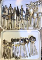 A 12 setting canteen of silver plated cutlery with decorative terminals