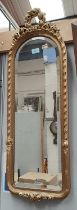 A gilt framed wall mirror; an old indenture (a.f.) etc.