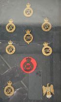 A framed set of military Lifeguard Cavalry badges