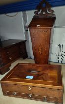 A 19th century inlaid mahogany workbox; an 18th century inlaid mahogany candle box