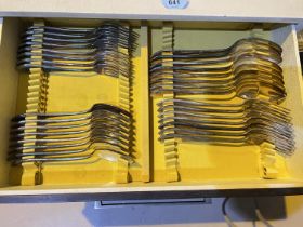 A part canteen of silver plated cutlery in white 3 height cabinet (incomplete)