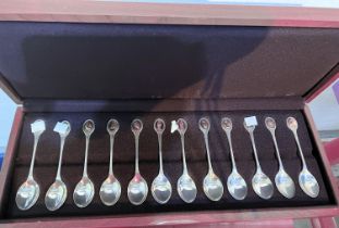An originally boxed set of 12 teaspoons "RSPB Spoon Collection" Liverpool 1974 10oz