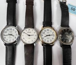 A gent's 1930's 'Services' wristwatch; a 1960's wristwatch with black dial and baton numerals, on