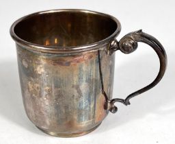 A hallmarked silver christening mug, monogrammed, Sheffield 1962, 3oz