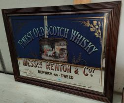 A vintage advertising mirror Messrs Renton & Co Berick on Tweed Finest Scotch Whiskey