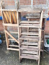 Three old wooden stepladders (sold as collector's items for display purposes only)