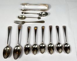 A set of 6 monogrammed hallmarked silver teaspoons, Liverpool 1796 and other hallmarked silver