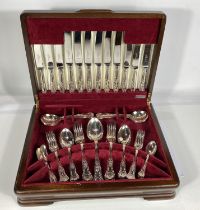 A mahogany 6 setting canteen of King's Pattern silver plated cutlery, an oak cased canteen Rodgers