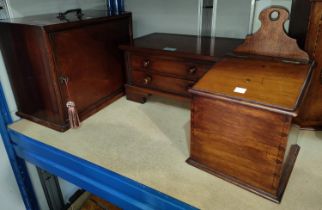 A mahogany dwarf 2 height chest of drawers; a 19th century mahogany salt box and correspondence box