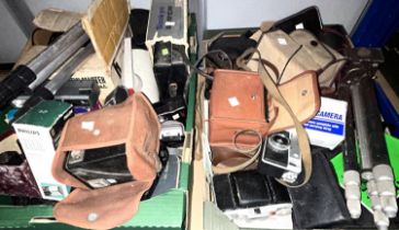 A large collection of vintage cameras equipment and accessories etc