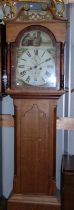 An early 19th century oak and mahogany longcase clock by Matthew Robson Belford, the hood with