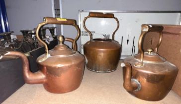 Three 19th century copper kettles