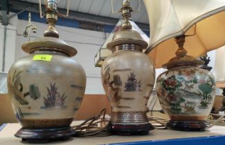 Three oriental style table lamps