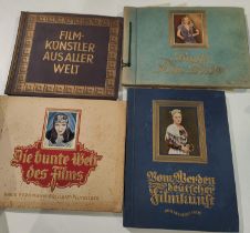 Four 1930's German cigarette card albums of film stars:  Die bunte Welte des Films, Haus Bergmann-