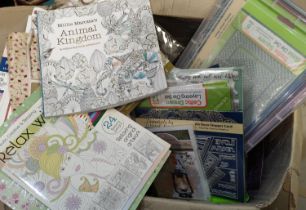 A selection of papercraft items:  various dies; backing papers; card toppers; etc.