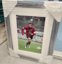 A signed AC Milan shirt framed with picture and certificate
