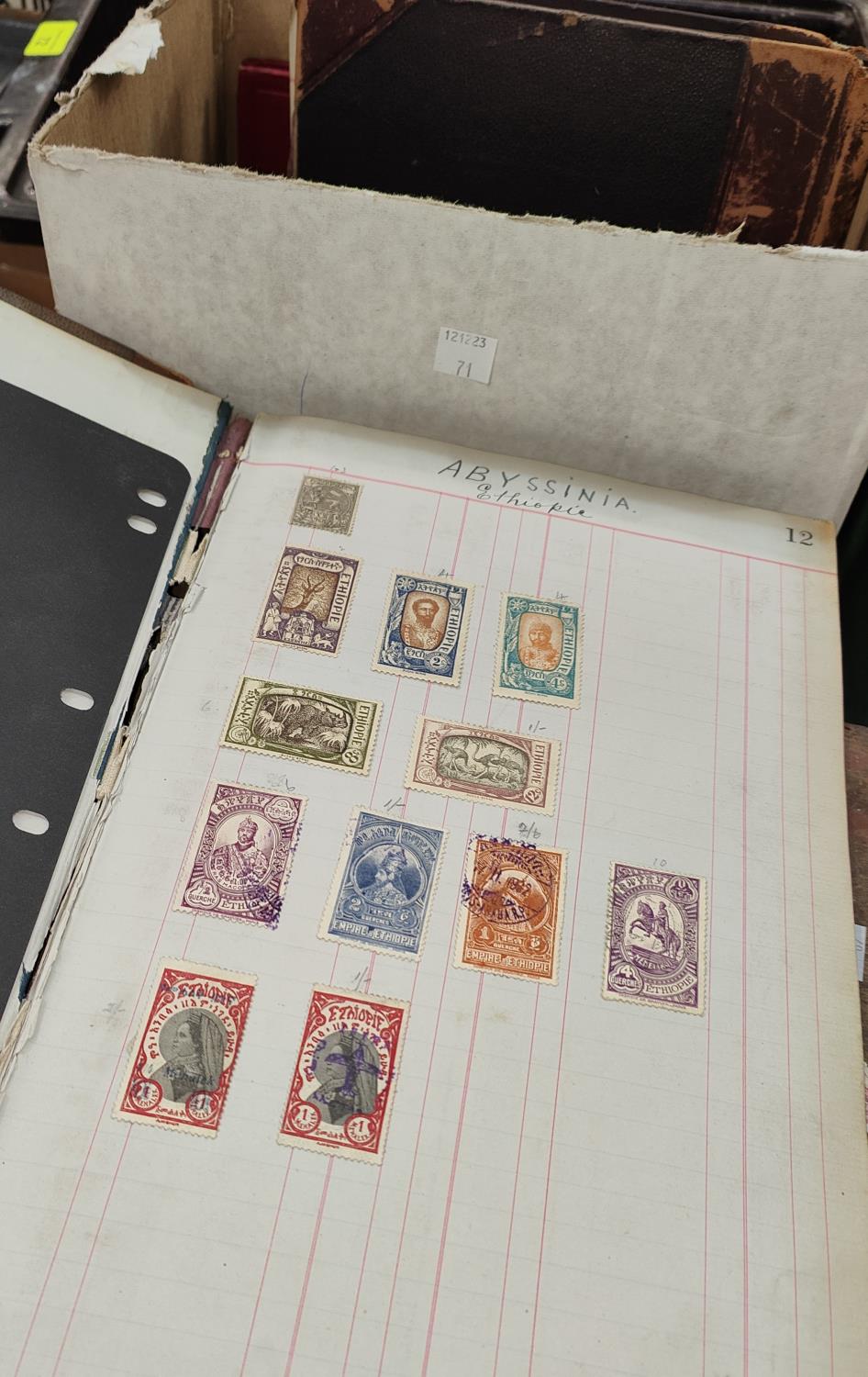 An interesting vintage collection of British Colonial and world stamps contained in two ledgers, 2