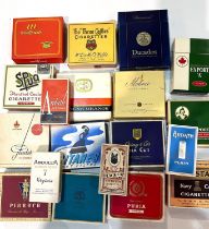 A large selection of vintage cigarette packets:  Army Club; The Three Castles; etc. (2 sealed)