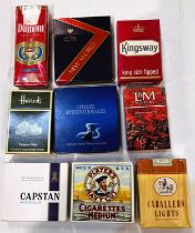 A large quantity of vintage cigarette packets:  Player's; Capstan (3 packs sealed)