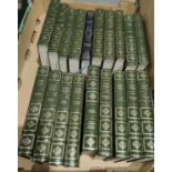 A good selection of faux leather antique green bound Dickens novels