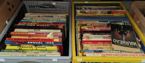 A large selection of 1970's children's annuals:  cartoon; sport; TV; etc.