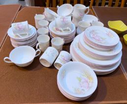 A large selection of "Sandringham" bone china floral dinner and teaware (approx. 70 pieces)