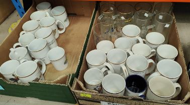 A large collection of Masonic and commemorative mugs, glasses etc