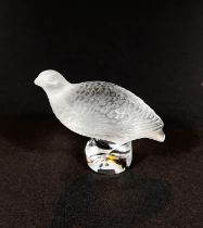 A Lalique miniature glass grouse, signed in script, length 6cm