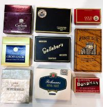 A large selection of vintage cigarette packets:  Player's; Woodbine; Gallaher's; etc.