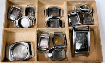 A selection of Art Deco chrome watch cases (possibly German)