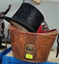 A black top hat made by J & S Shannon, 11 West Blackhall St, Greenock, model 'Luxura', internal 20cm