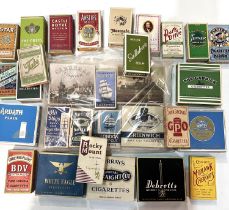 Thirty vintage picture/other cigarette packets:  Mikasa; Player's Clipper; Navy Cap; etc., some with