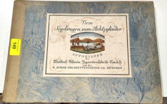 An early 20th century German cigarette card album, vehicle related, complete:  Vom Segel-nagen zum