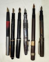 A selection of vintage fountain pens, Mabie Todd, Osmiroid, Parker etc